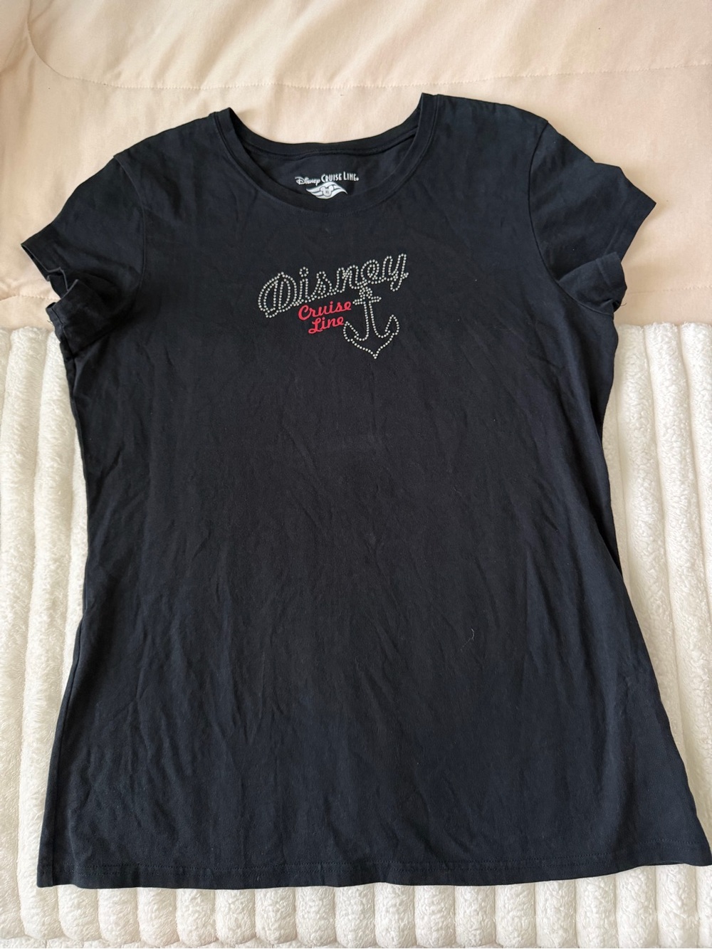 Disney Black Short-Sleeve Cruise Line Tee with Rhinestone Anchor